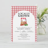 Locally Grown Baby Shower Farm Market Gingham Kaart (Staand voorkant)