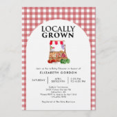 Locally Grown Baby Shower Farm Market Gingham Kaart (Voorkant)
