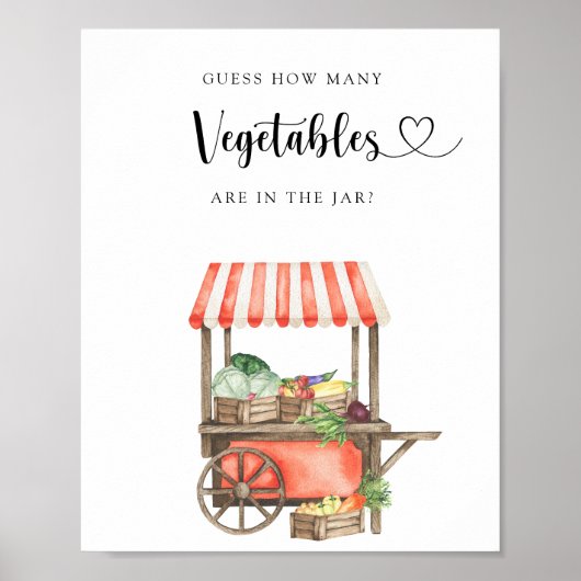 locally grown baby shower - how many vegetables poster (Voorkant)