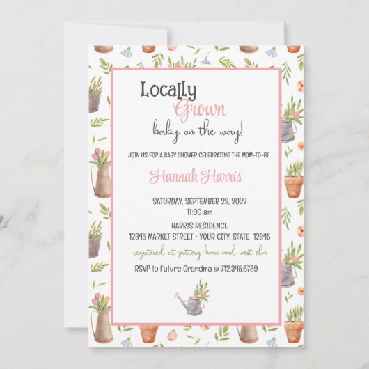 Locally Grown Baby Shower Invitation Kaart (Voorkant)