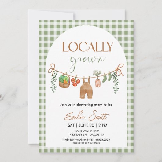 Locally Grown Baby Shower Invitation Kaart (Voorkant)