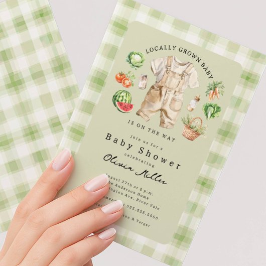 Locally Grown Baby Shower Invitation Kaart