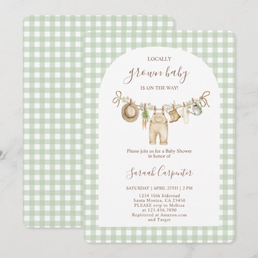 Locally Grown Baby Shower  Kaart (Voorkant / Achterkant)
