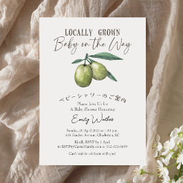 Locally Grown Baby Shower Olive Watercolor Rustic Kaart