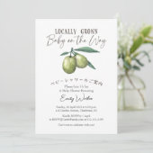 Locally Grown Baby Shower Olive Watercolor Rustic Kaart (Staand voorkant)