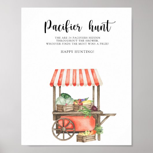 locally grown baby shower - pacifier hunt game poster (Voorkant)