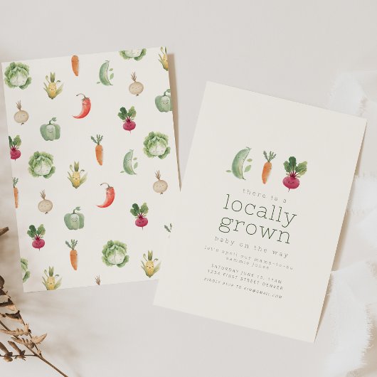 Locally Grown Baby Shower Party Invite Kaart