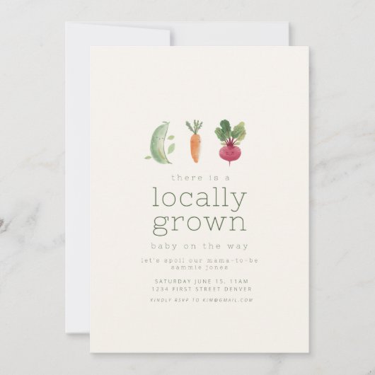 Locally Grown Baby Shower Party Invite Kaart (Voorkant)
