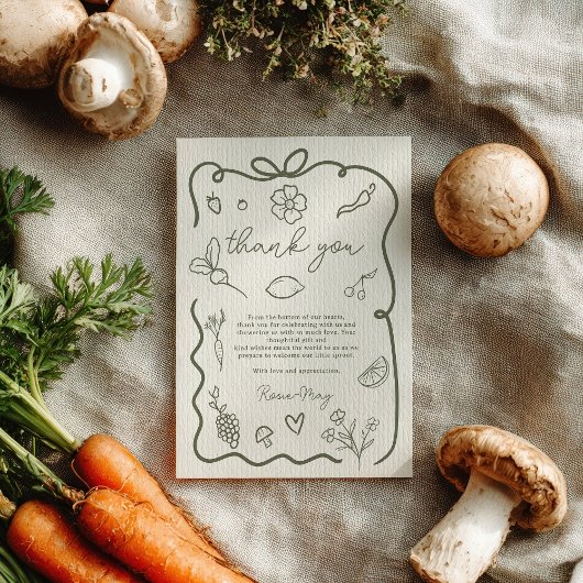 Locally Grown Baby Shower Rustic Farmer’s Market Bedankkaart