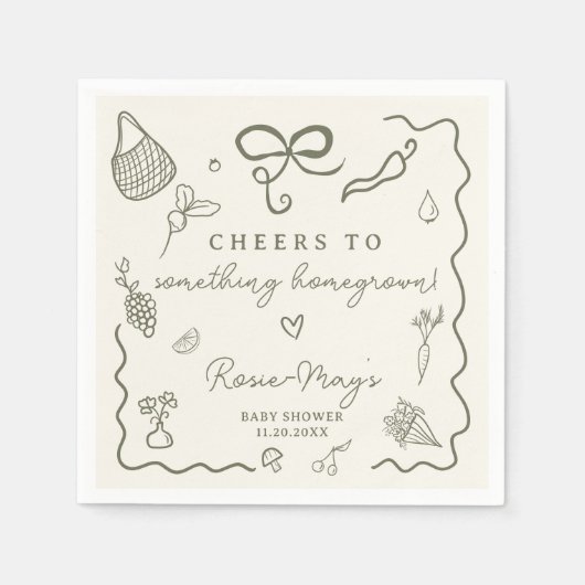 Locally Grown Baby Shower Rustic Farmer’s Market Servet (Voorkant)