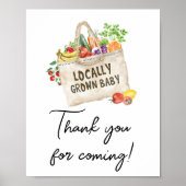 Locally Grown Baby Shower Thank you Sign Poster (Voorkant)