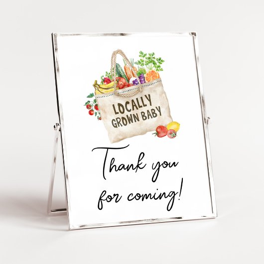 Locally Grown Baby Shower Thank you Sign Poster