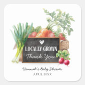 Locally Grown Baby Shower Thank You Vierkante Sticker (Voorkant)
