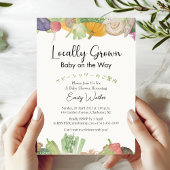 Locally Grown Baby Shower Watercolor Vegetables Kaart
