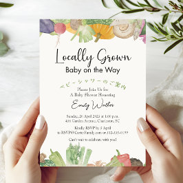 Locally Grown Baby Shower Watercolor Vegetables Kaart