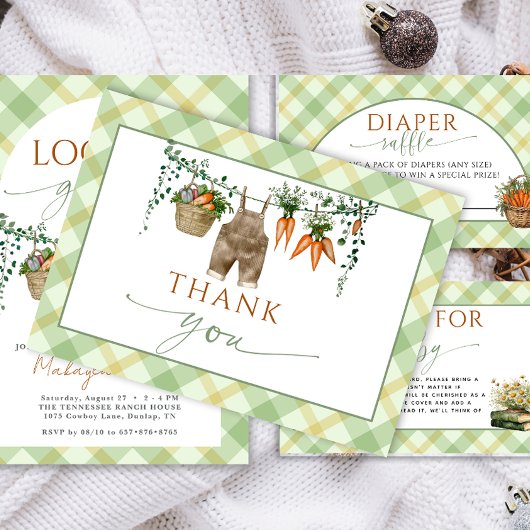 Locally Grown Farmer Market Baby Shower Thank You Bedankkaart