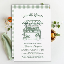 Locally Grown Farmer Market Sage Green Baby Shower Kaart
