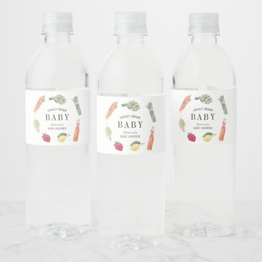 Locally Grown Farmers Market Baby Shower Waterfles Etiket (Flessen)