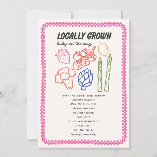 Locally Grown Farmer's Market Girl Baby Shower Kaart (Voorkant)