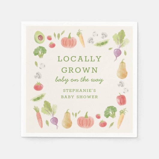 Locally Grown Farmer's Market Veggies Baby Shower Servet (Voorkant)