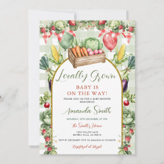 Locally Grown Fresh Market Baby Shower Gingham Kaart