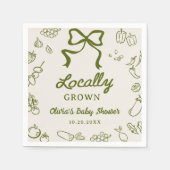 Locally Grown Hand Drawn Baby Shower Servet (Voorkant)