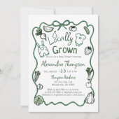 Locally Grown Hand Drawn Bow Clothes Baby Shower Kaart (Voorkant)