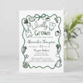 Locally Grown Hand Drawn Bow Clothes Baby Shower Kaart (Staand voorkant)