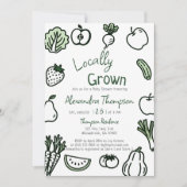 Locally Grown Hand Drawn Farm Fresh Baby Shower Kaart (Voorkant)