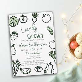 Locally Grown Hand Drawn Farm Fresh Baby Shower Kaart