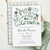 Locally Grown Hand Drawn Farm Veggies Baby Shower Kaart