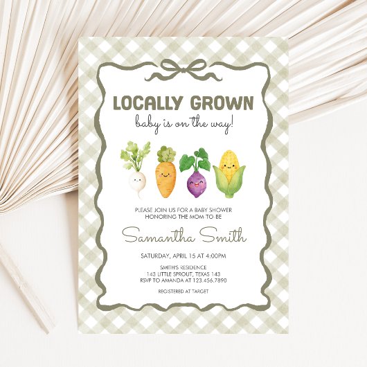 Locally Grown Little Sprout Baby Shower Kaart