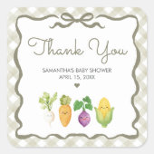 Locally Grown Little Sprout Baby Shower Vierkante Sticker (Voorkant)
