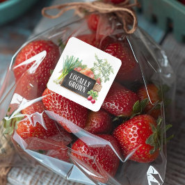 Locally Grown Rustic Farmer's Market Vierkante Sticker