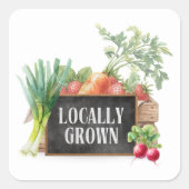 Locally Grown Rustic Farmer's Market Vierkante Sticker (Voorkant)