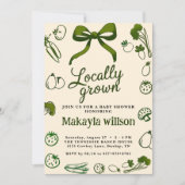 Locally Grown Rustic Hand-Drawn Baby Shower Kaart (Voorkant)