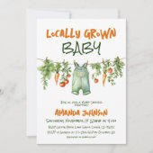 Locally Grown Rustic Party Clothesline Baby Shower Kaart (Voorkant)