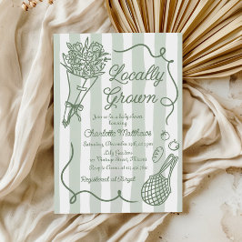 Locally Grown Sage Green Hand Drawn Baby Shower Kaart