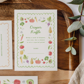 Locally Grown Watercolor Vegetables Diaper Raffle Informatiekaartje