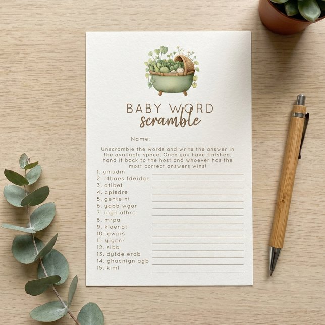 Locally Grown 'Word Scramble' Baby Shower Game (Creator heeft geüpload)
