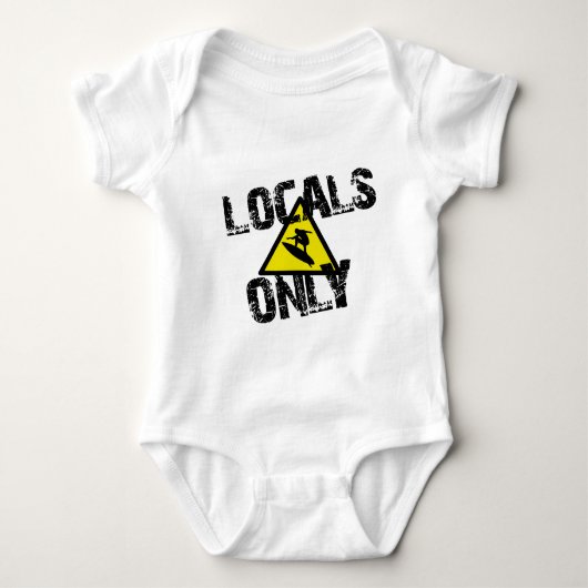 Locals only surfer gevaar sign surf romper (Voorkant)
