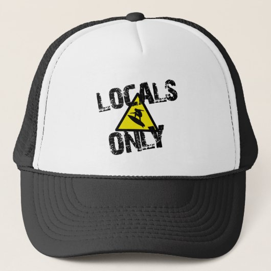 Locals only surfer gevaar sign surf trucker pet (Voorkant)