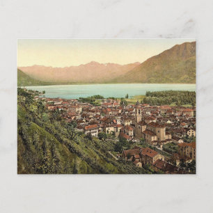 Locarno, algemeen uitzicht, Tessin, vintage Zwitse Briefkaart