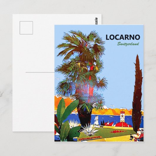 Locarno kust, palmboom, Zwitserland, Briefkaart (Voorkant / Achterkant)