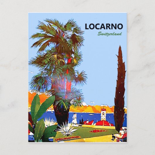 Locarno kust, palmboom, Zwitserland, Briefkaart (Voorkant)