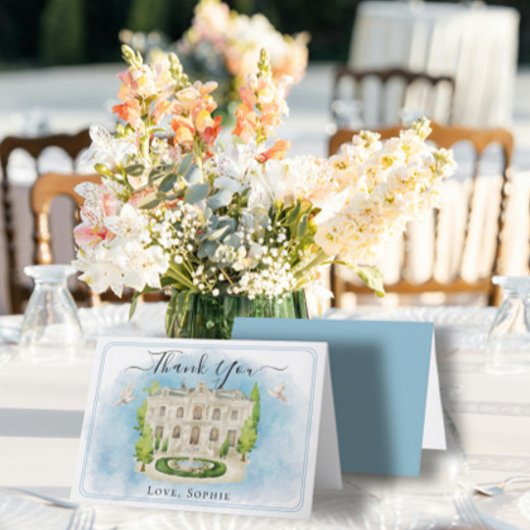 Locatie fontein bloem duiven bruiloft dank u kaart