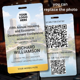 Locatie Vervangbare Foto QR Logo Conferentie Badge