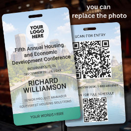 Locatie Vervangbare Foto QR Logo Conferentie Badge