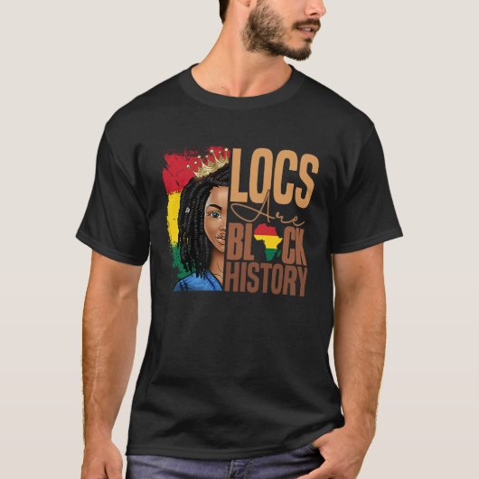 Locaties zijn zwarte geschiedenis BHM Afro Dreadlo T-shirt (Voorkant)