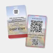 Location Replaceable Photo Logo QR Conference  Badge (Voor- en achterkant)